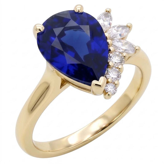 Natural Sapphire Ring 2.50ct - Yellow Gold 14K