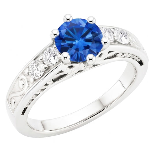 Natural Sapphire Ring 2.60ct - White Gold 14K