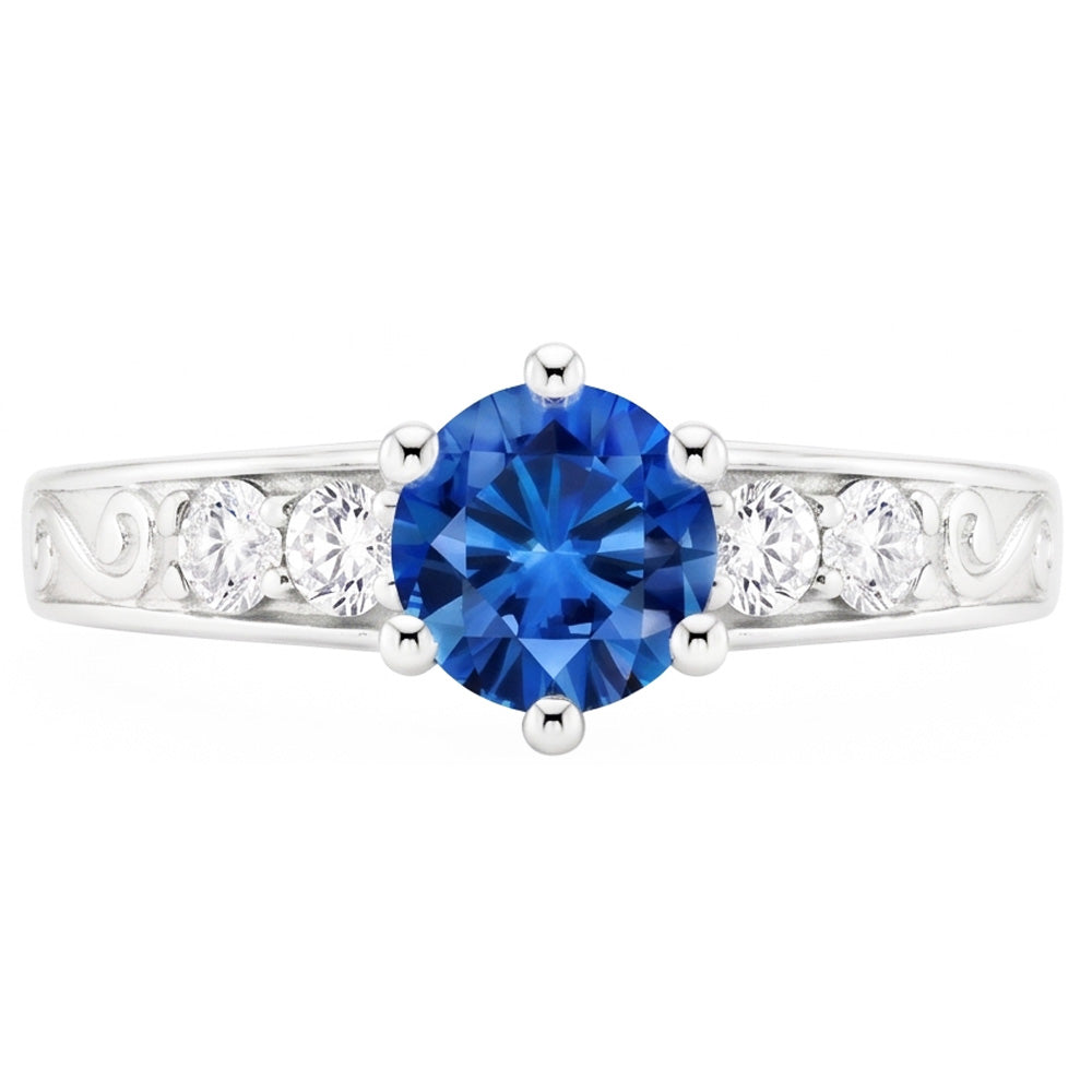Natural Sapphire Ring 2.60ct - White Gold 14K