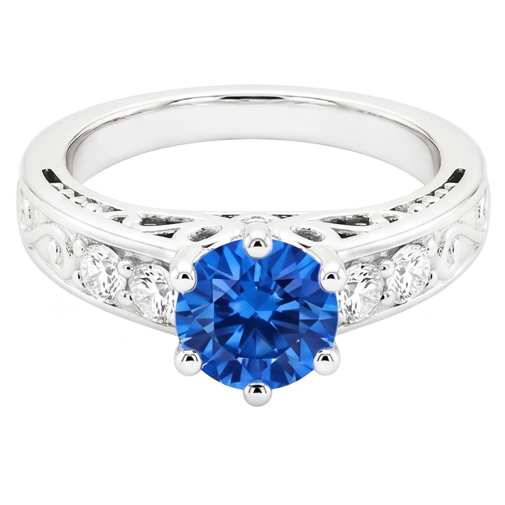 Natural Sapphire Ring 2.60ct - White Gold 14K