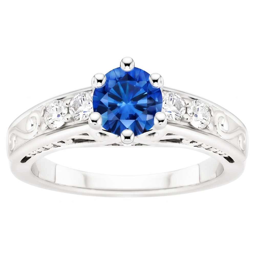 Natural Sapphire Ring 2.60ct - White Gold 14K