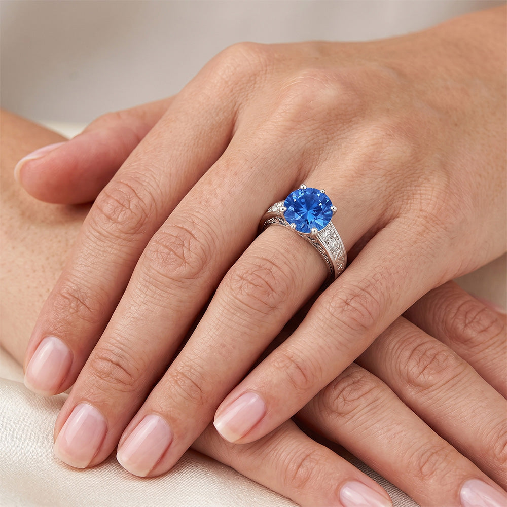 Natural Sapphire Ring 2.60ct - White Gold 14K