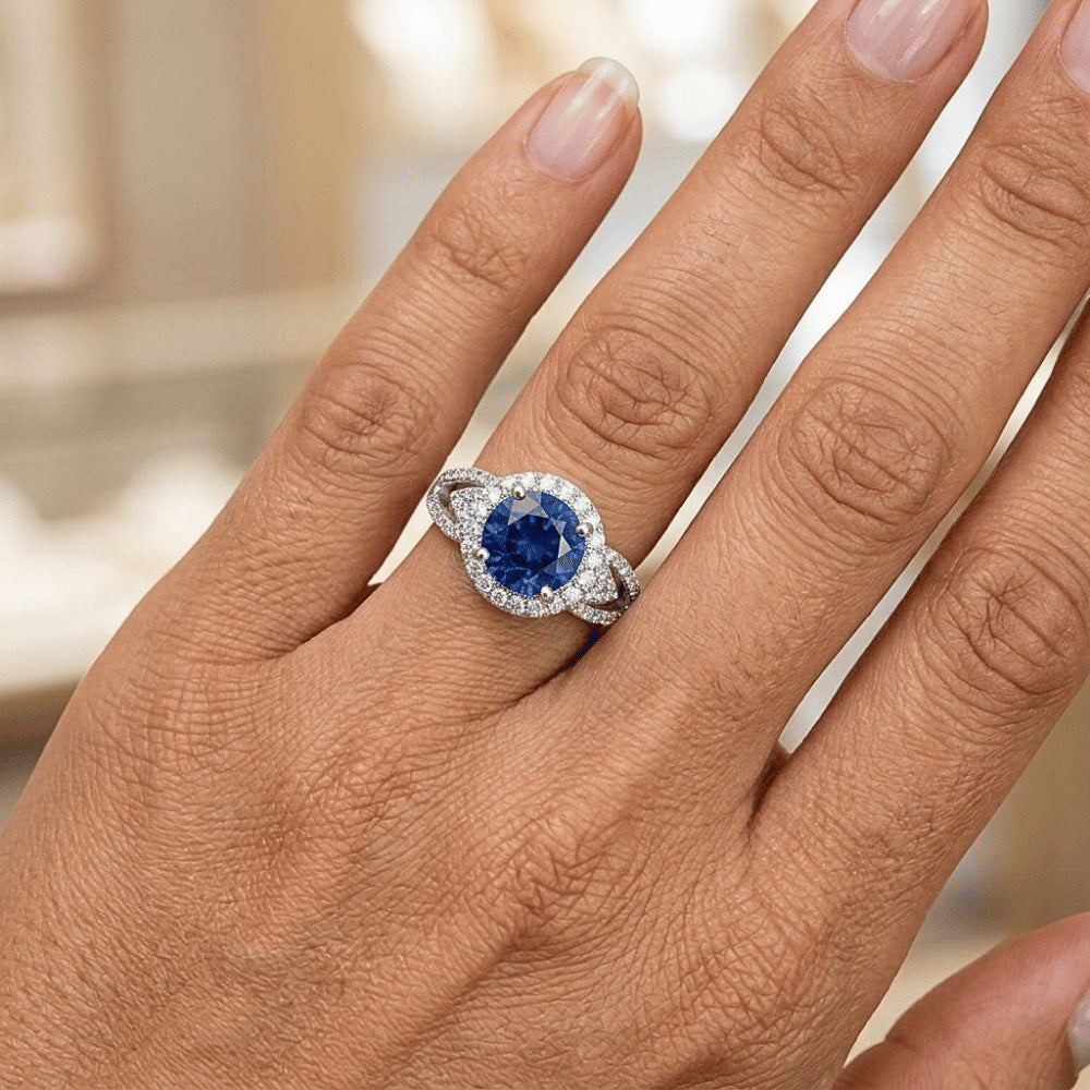 Natural Sapphire Ring 2.64ct - White Gold 14K