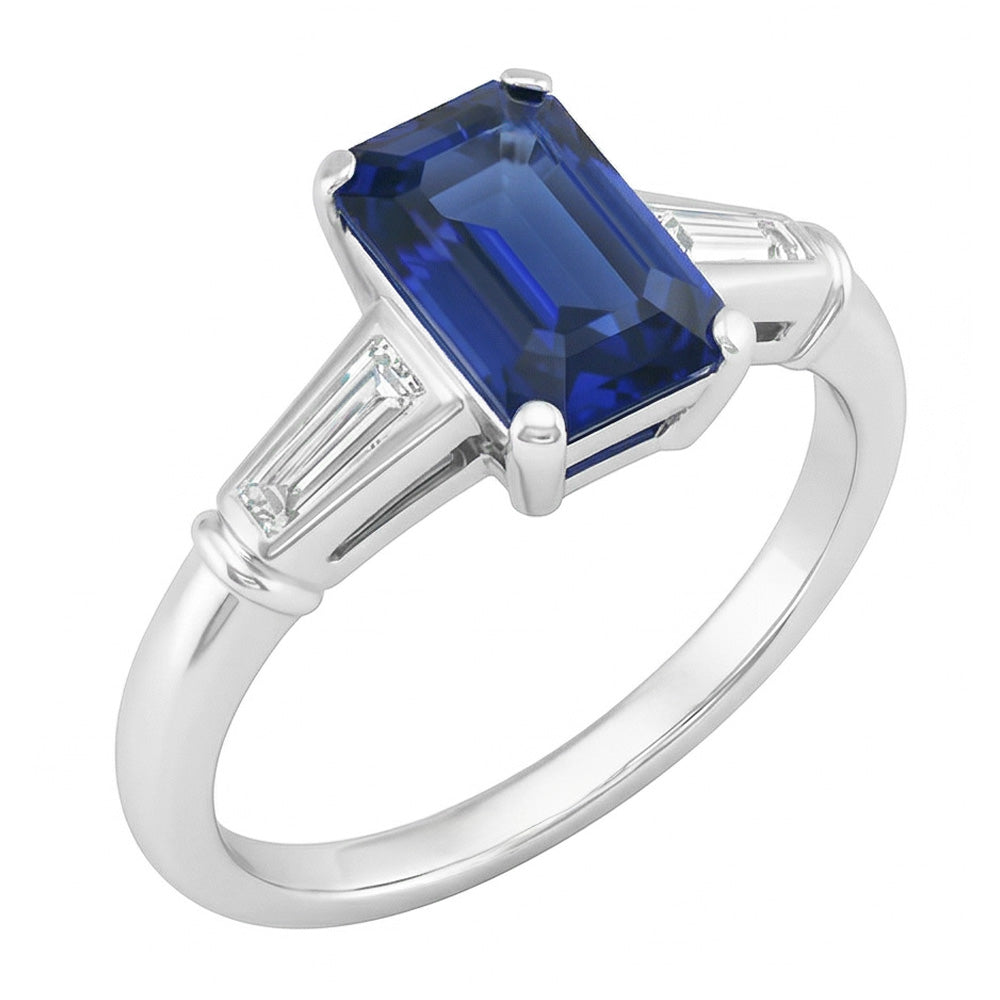 Natural Sapphire Ring 2.75ct - White Gold 14K