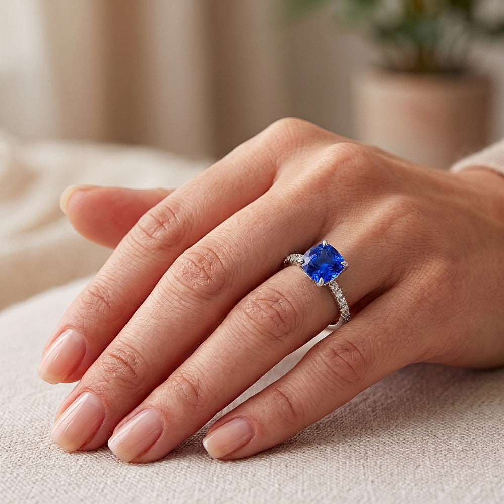 Natural Sapphire Ring 2.75ct - White Gold 14K