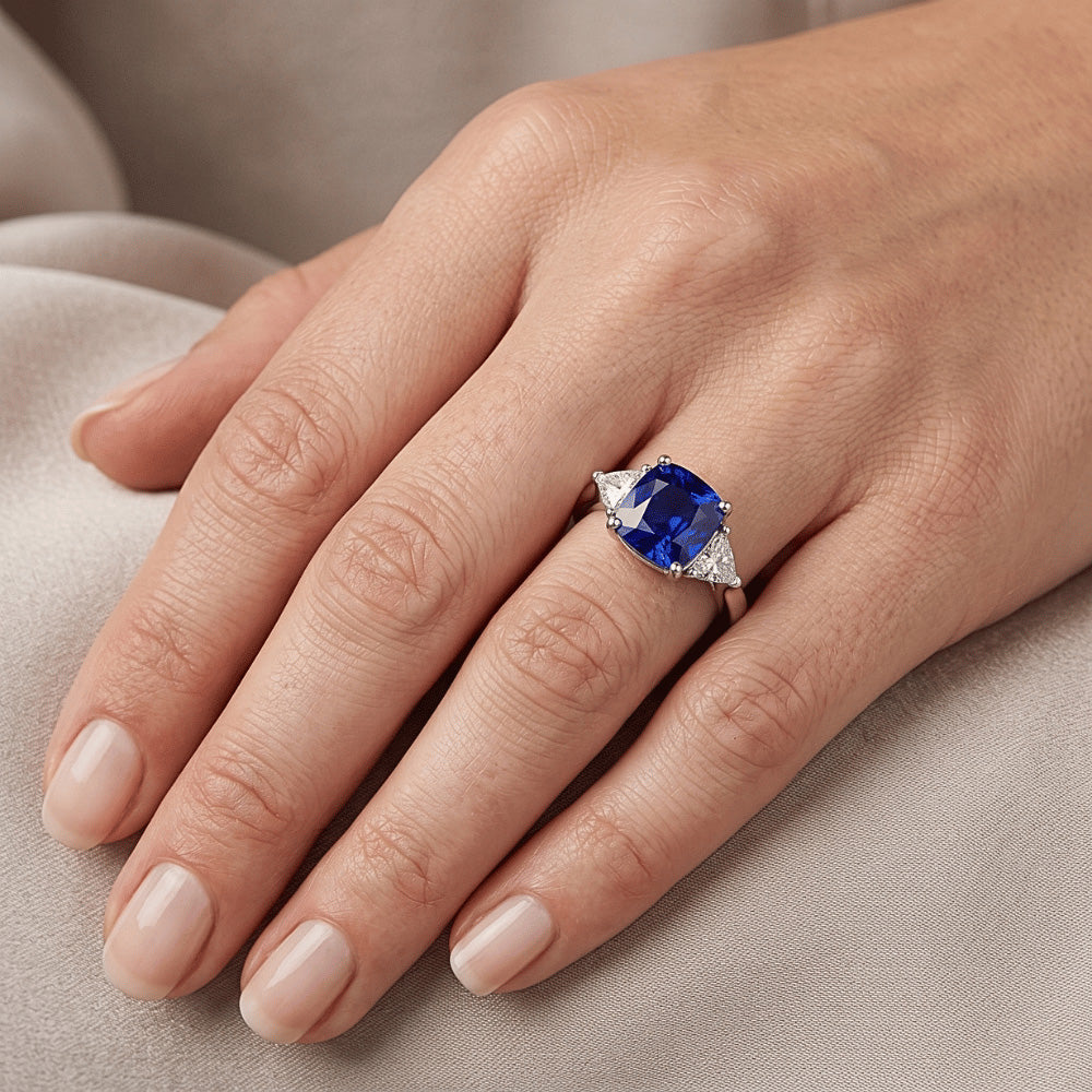 Natural Sapphire Ring 2.75ct - White Gold 14K