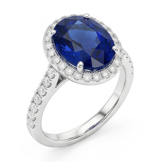 Natural Sapphire Ring 2.90ct - White Gold 14K