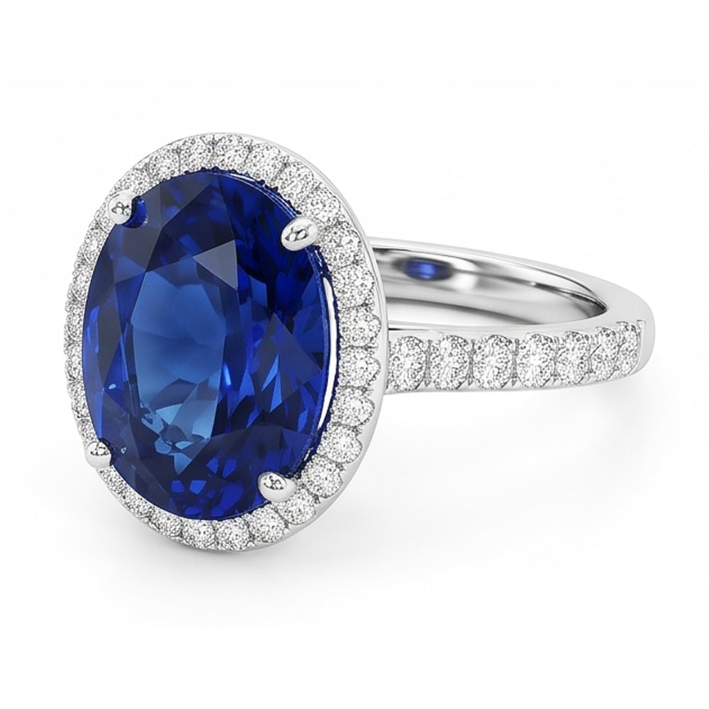 Natural Sapphire Ring 2.90ct - White Gold 14K