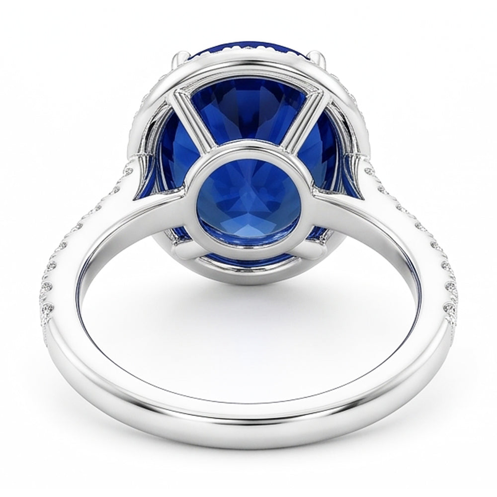 Natural Sapphire Ring 2.90ct - White Gold 14K