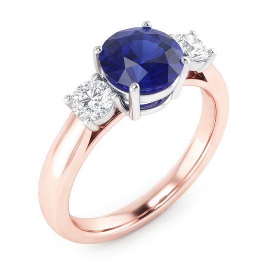 Natural Sapphire Ring 2ct - Two Tone 14K Gold