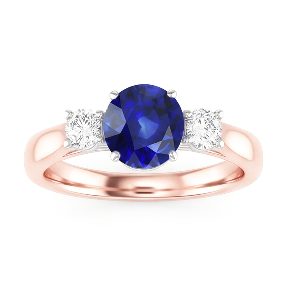 Natural Sapphire Ring 2ct - Two Tone 14K Gold