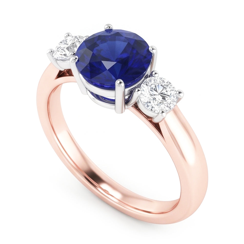Natural Sapphire Ring 2ct - Two Tone 14K Gold