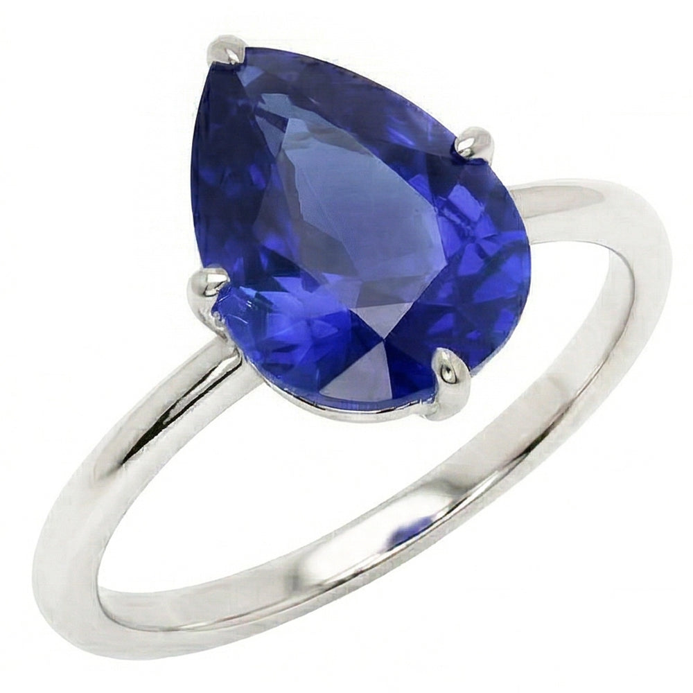 Natural Sapphire Ring 2ct - White Gold 14K