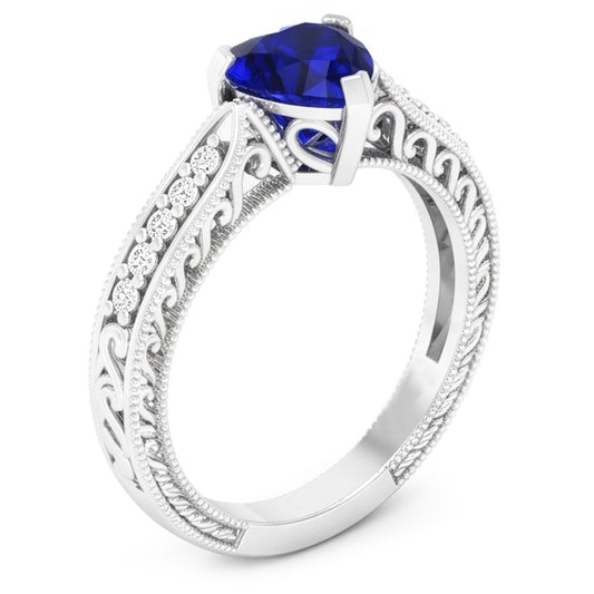 Natural Sapphire Ring 2ct - White Gold 14K