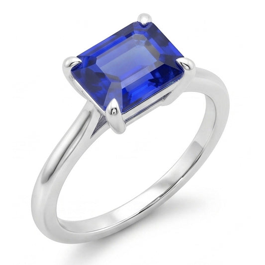 Natural Sapphire Ring 2ct - White Gold 14K