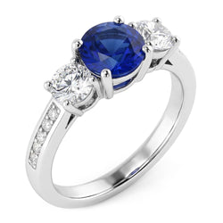 Natural Sapphire Ring 2ct - White Gold 14K