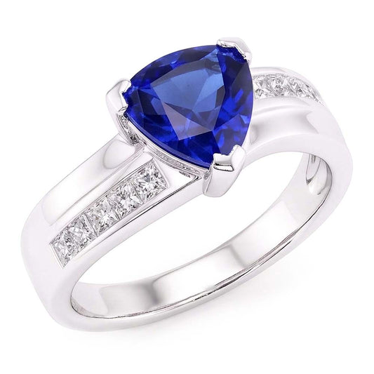 Natural Sapphire Ring 2ct - White Gold 14K