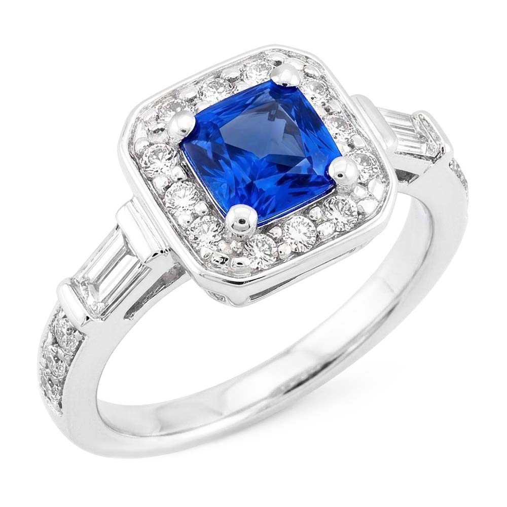 Natural Sapphire Ring 2ct - White Gold 14K