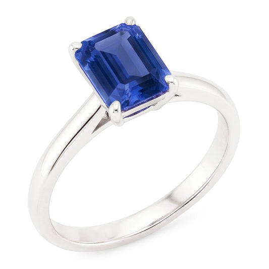 Natural Sapphire Ring 2ct - White Gold 14K