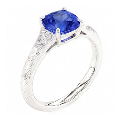 Natural Sapphire Ring 2ct - White Gold 14K