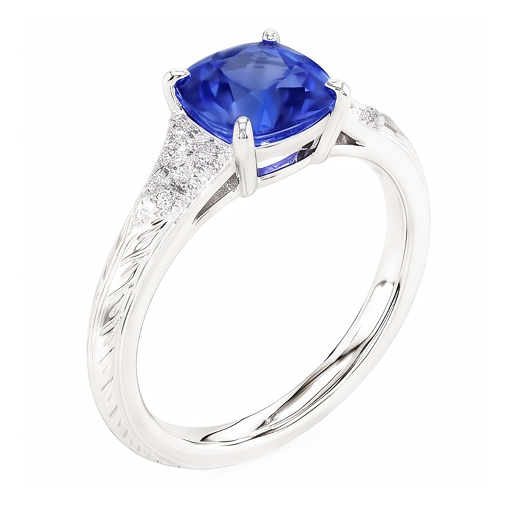 Natural Sapphire Ring 2ct - White Gold 14K