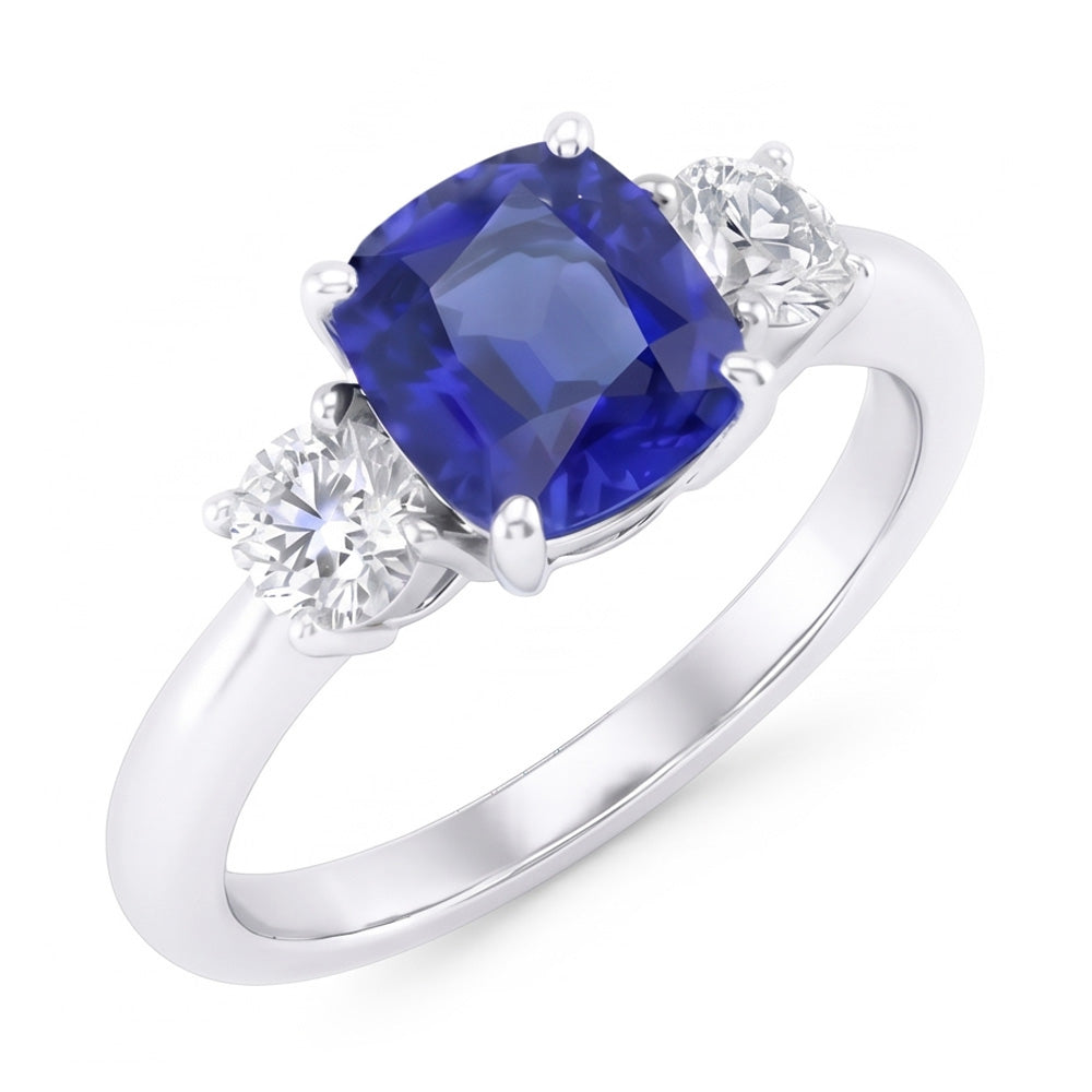 Natural Sapphire Ring 2ct - White Gold 14K