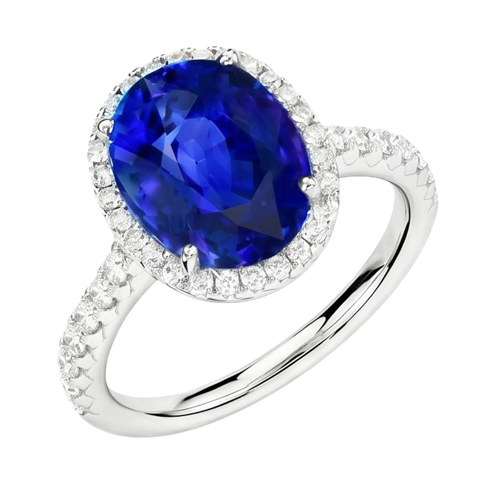 Natural Sapphire Ring 2ct - White Gold 14K