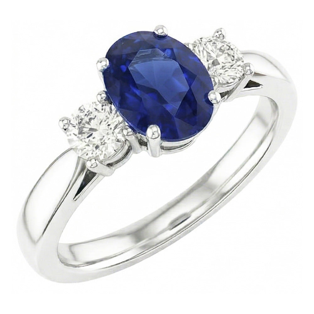 Natural Sapphire Ring 2ct - White Gold 14K