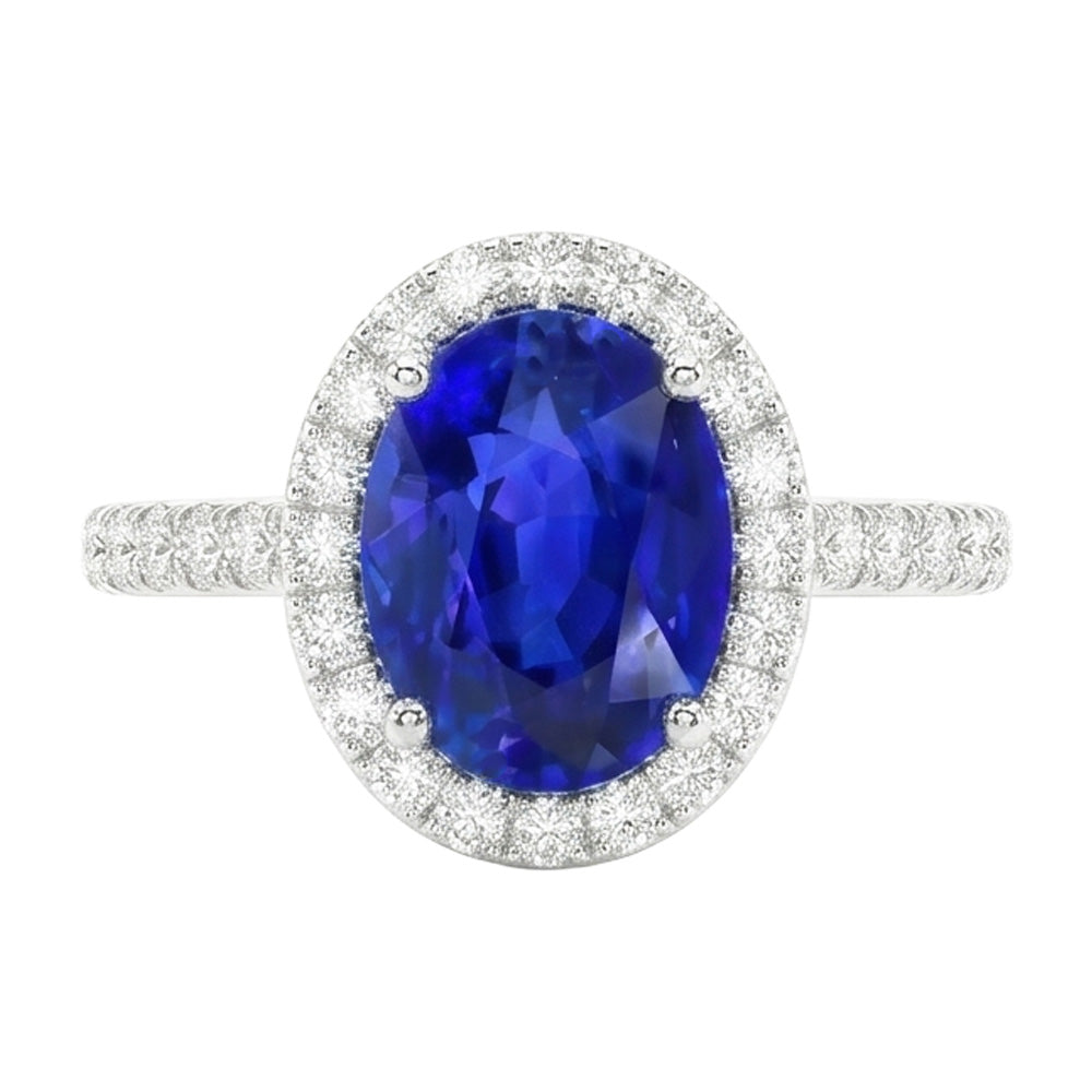 Natural Sapphire Ring 2ct - White Gold 14K