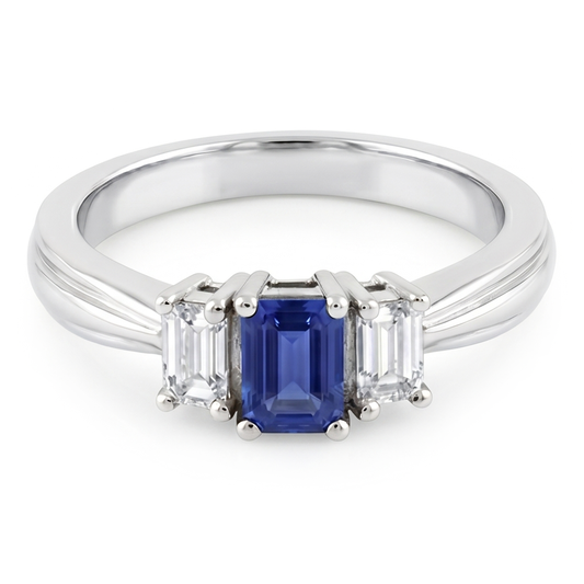 Natural Sapphire Ring 2ct - White Gold 14K