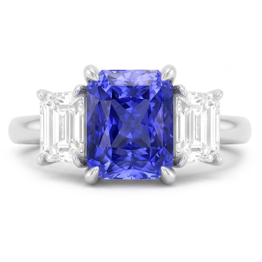 Natural Sapphire Ring 2ct - White Gold 14K