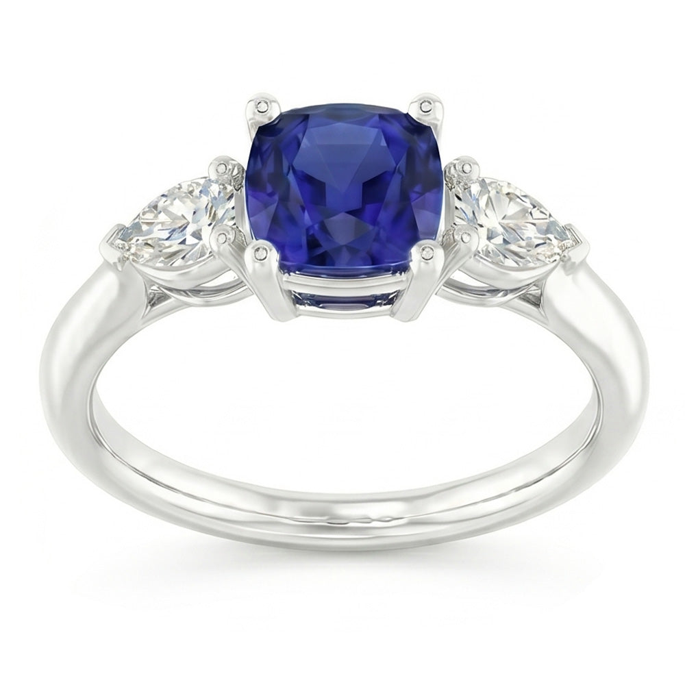 Natural Sapphire Ring 2ct - White Gold 14K