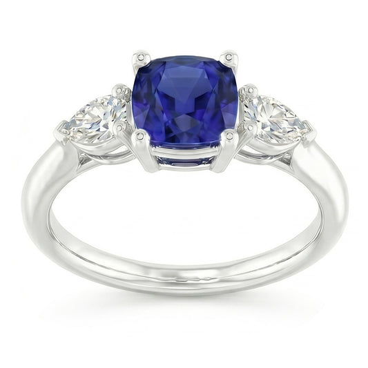 Natural Sapphire Ring 2ct - White Gold 14K