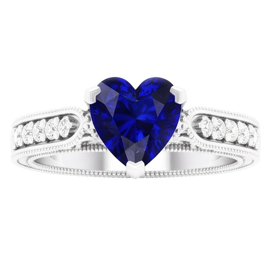 Natural Sapphire Ring 2ct - White Gold 14K