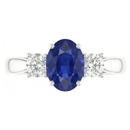 Natural Sapphire Ring 2ct - White Gold 14K