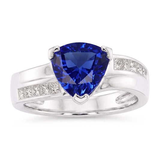 Natural Sapphire Ring 2ct - White Gold 14K