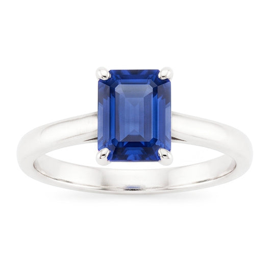 Natural Sapphire Ring 2ct - White Gold 14K