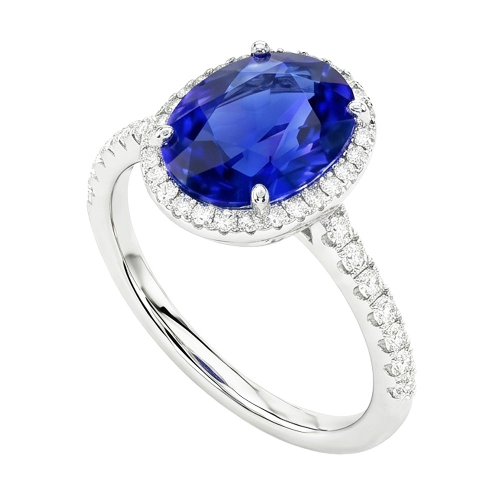 Natural Sapphire Ring 2ct - White Gold 14K