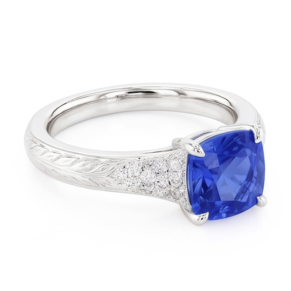 Natural Sapphire Ring 2ct - White Gold 14K