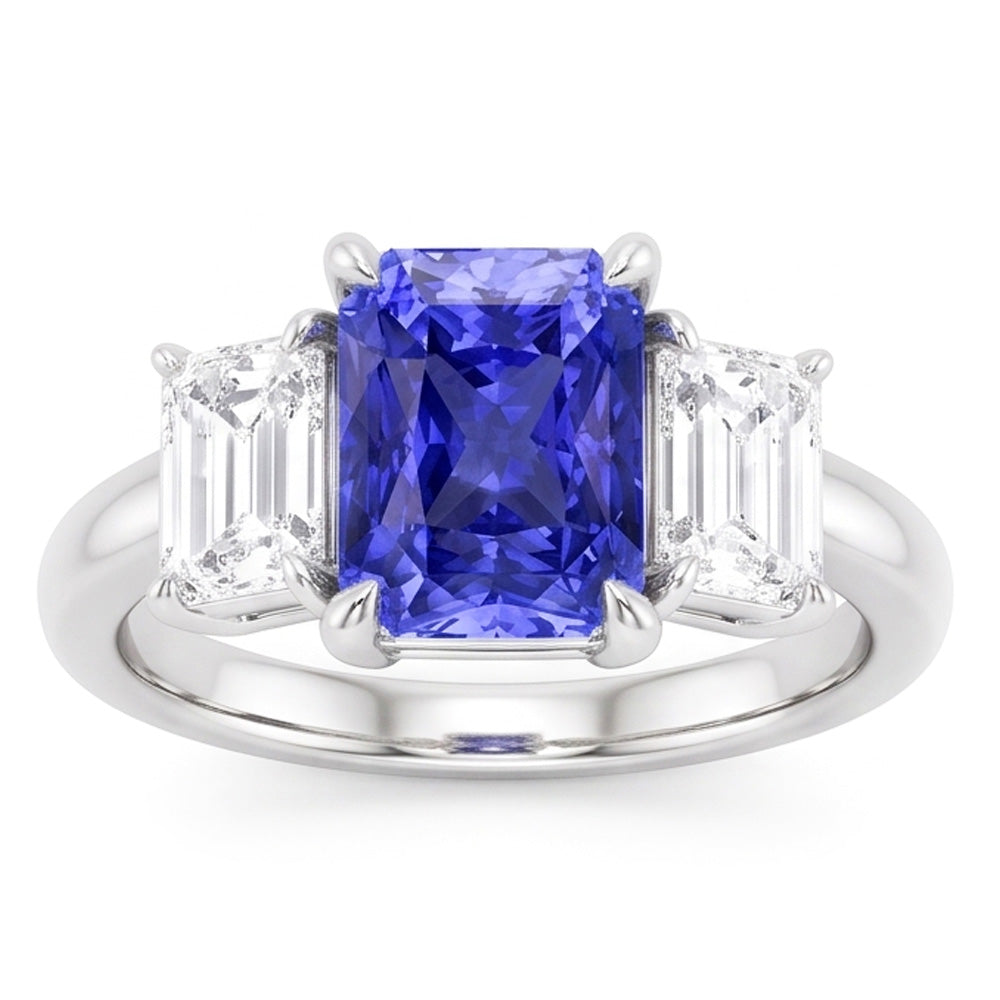 Natural Sapphire Ring 2ct - White Gold 14K