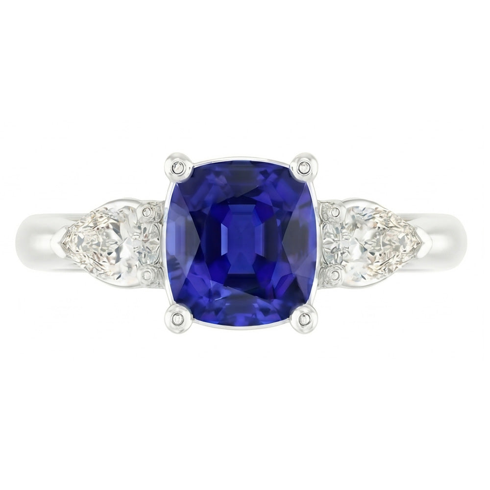 Natural Sapphire Ring 2ct - White Gold 14K