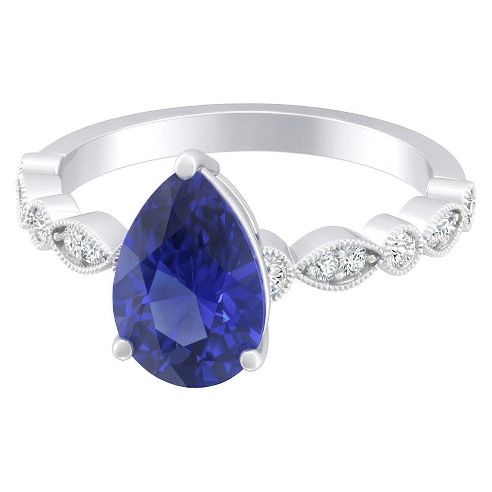 Natural Sapphire Ring 2ct - White Gold 14K
