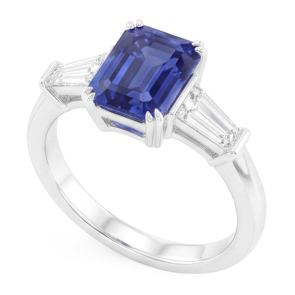 Natural Sapphire Ring 2ct - White Gold 14K