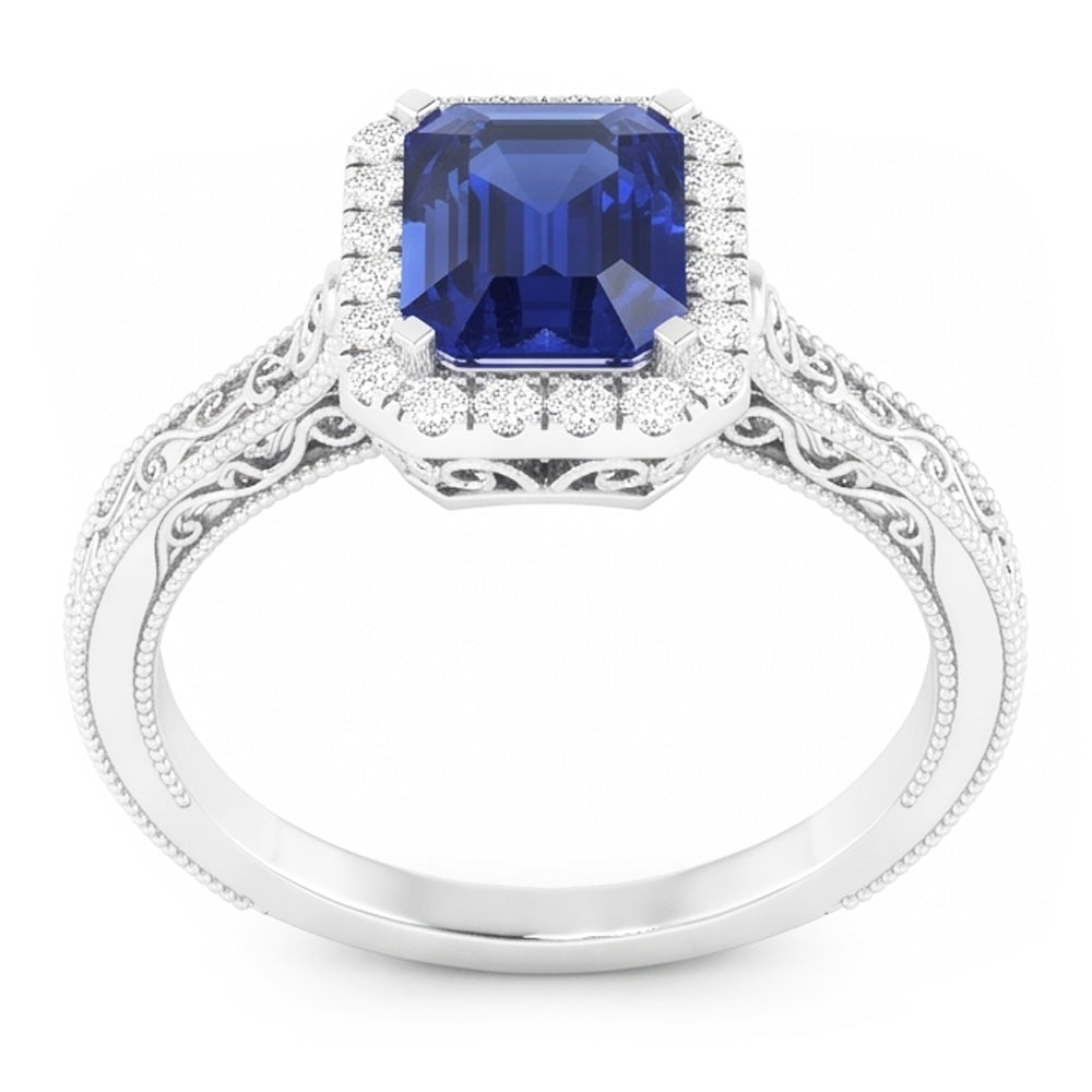 Natural Sapphire Ring 2ct - White Gold 14K