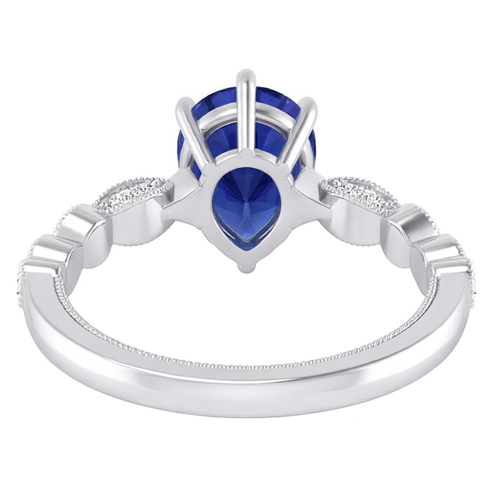 Natural Sapphire Ring 2ct - White Gold 14K