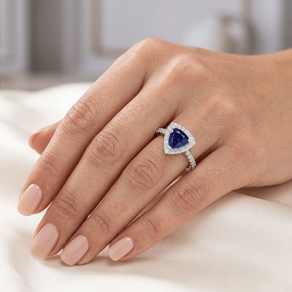 Natural Sapphire Ring 2ct - White Gold 14K