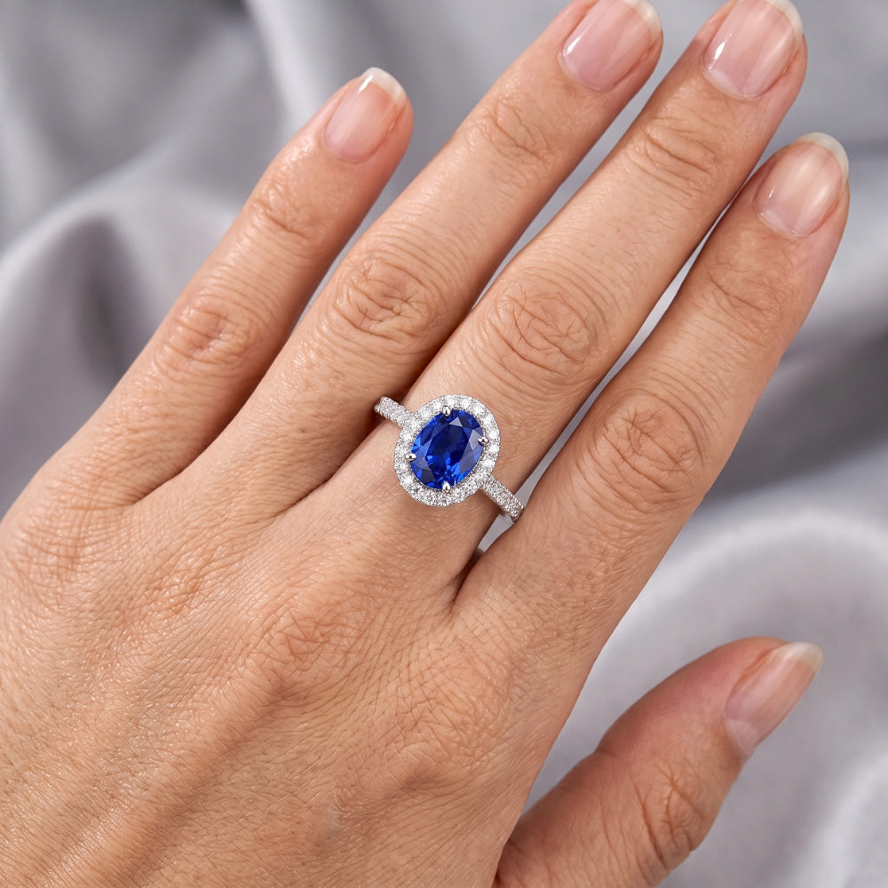 Natural Sapphire Ring 2ct - White Gold 14K
