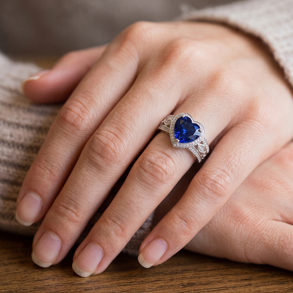 Natural Sapphire Ring 2ct - White Gold 14K