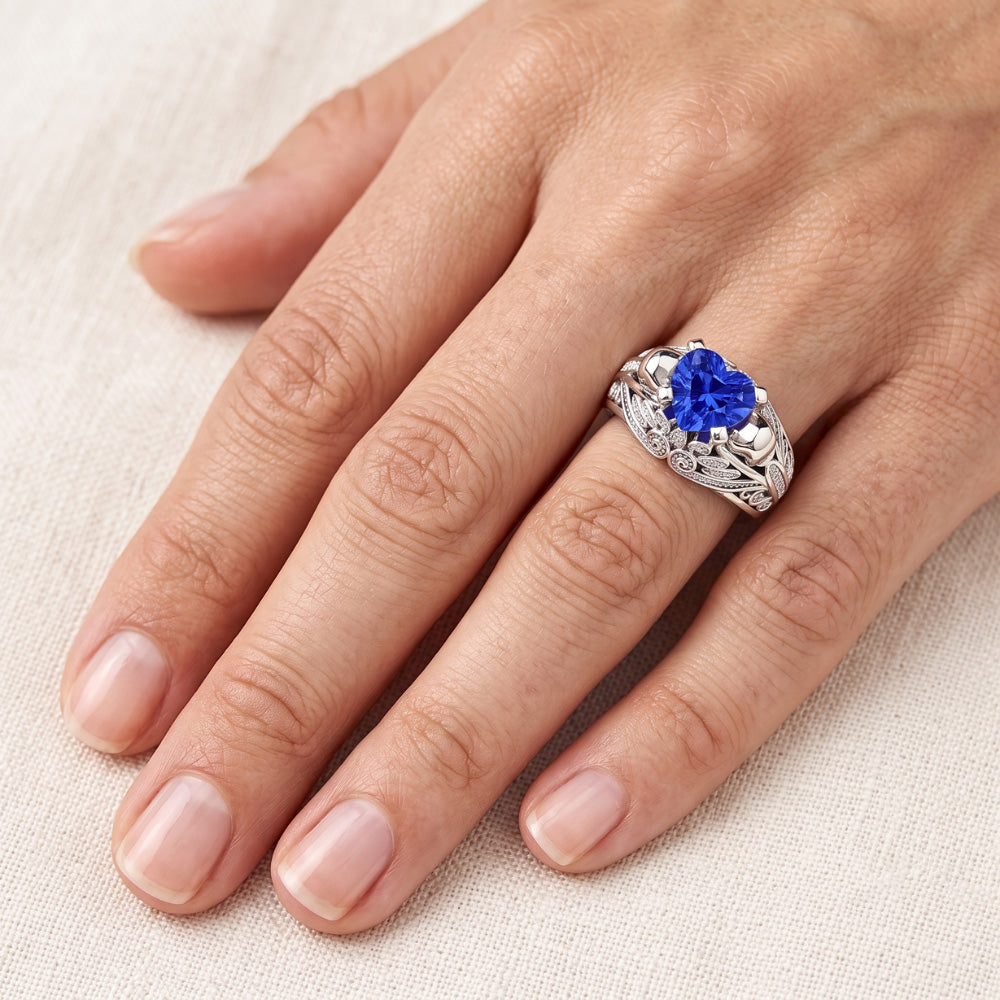 Natural Sapphire Ring 2ct - White Gold 14K