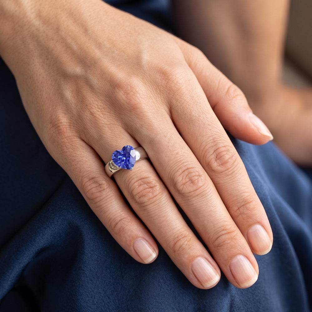 Natural Sapphire Ring 2ct - White Gold 14K